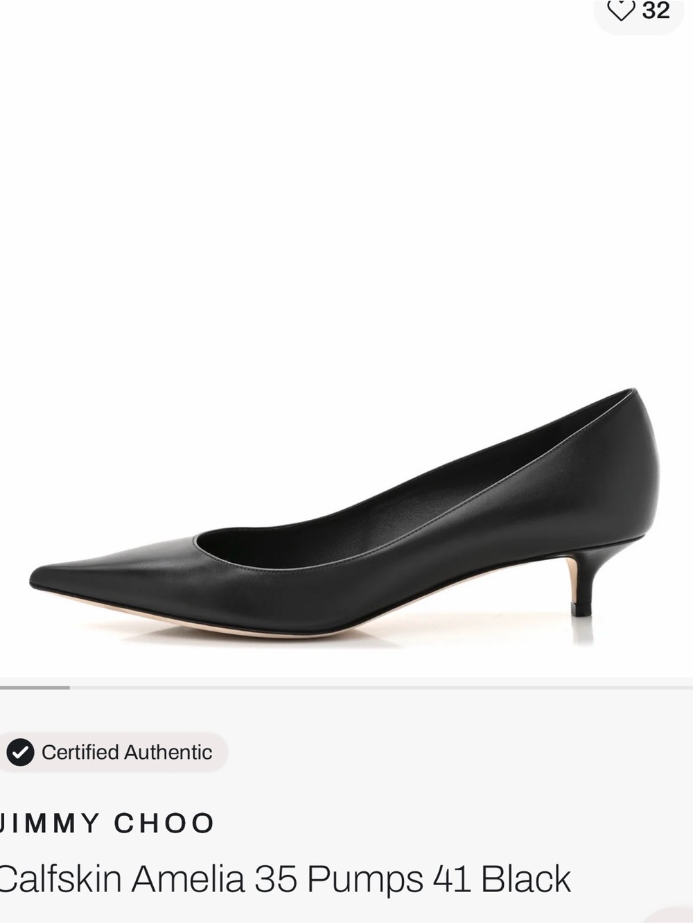 Jimmy Choo Black Pointed Toe Kitten Heel Pumps